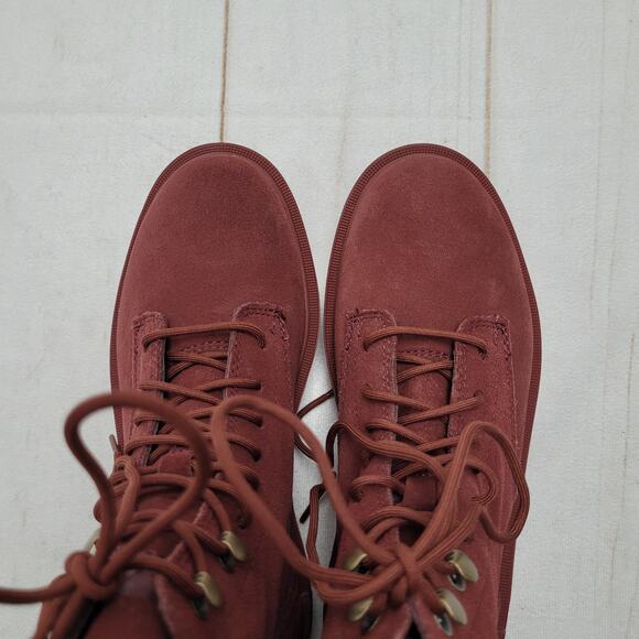 Sorel NWT Hi-Line lace up combat boots waterproof suede red - Picture 4 of 6